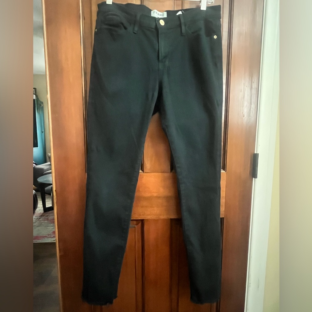 FRAME DENIM Le Skinny de Jeanne in Spruce Raw Hem Sz 32